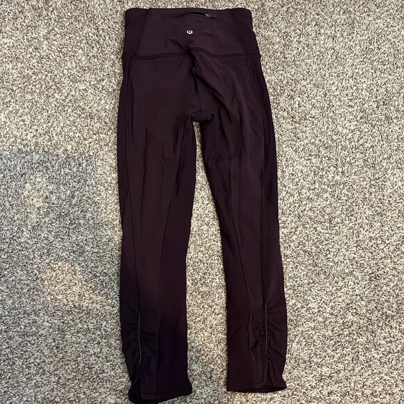 Lululemon Leggings Womens 4 Purple High Rise Ankle Zip Pocket Running Yoga - Picture 3 of 5